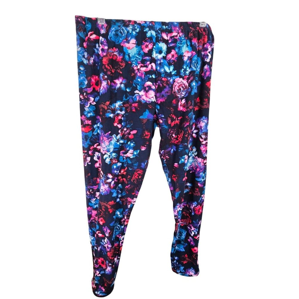 Womens Multi-Color Floral Leggings With Cut-Out Ankle Detail XXL (19) JJ4233 - Picture 2 of 8